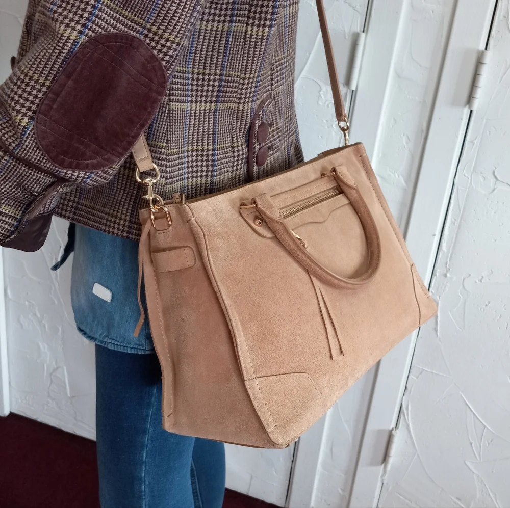 Rebecca Minkoff Suede Regan Satchel, Camel Retail $328